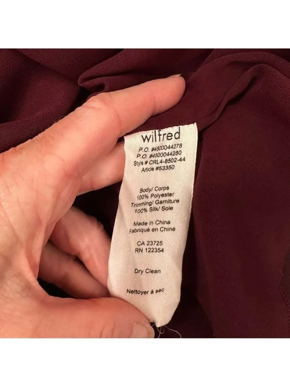 Aritzia Monge Dress Burgundy Sleeveless V Neck Silk Trim Midi Cocktail Party Med